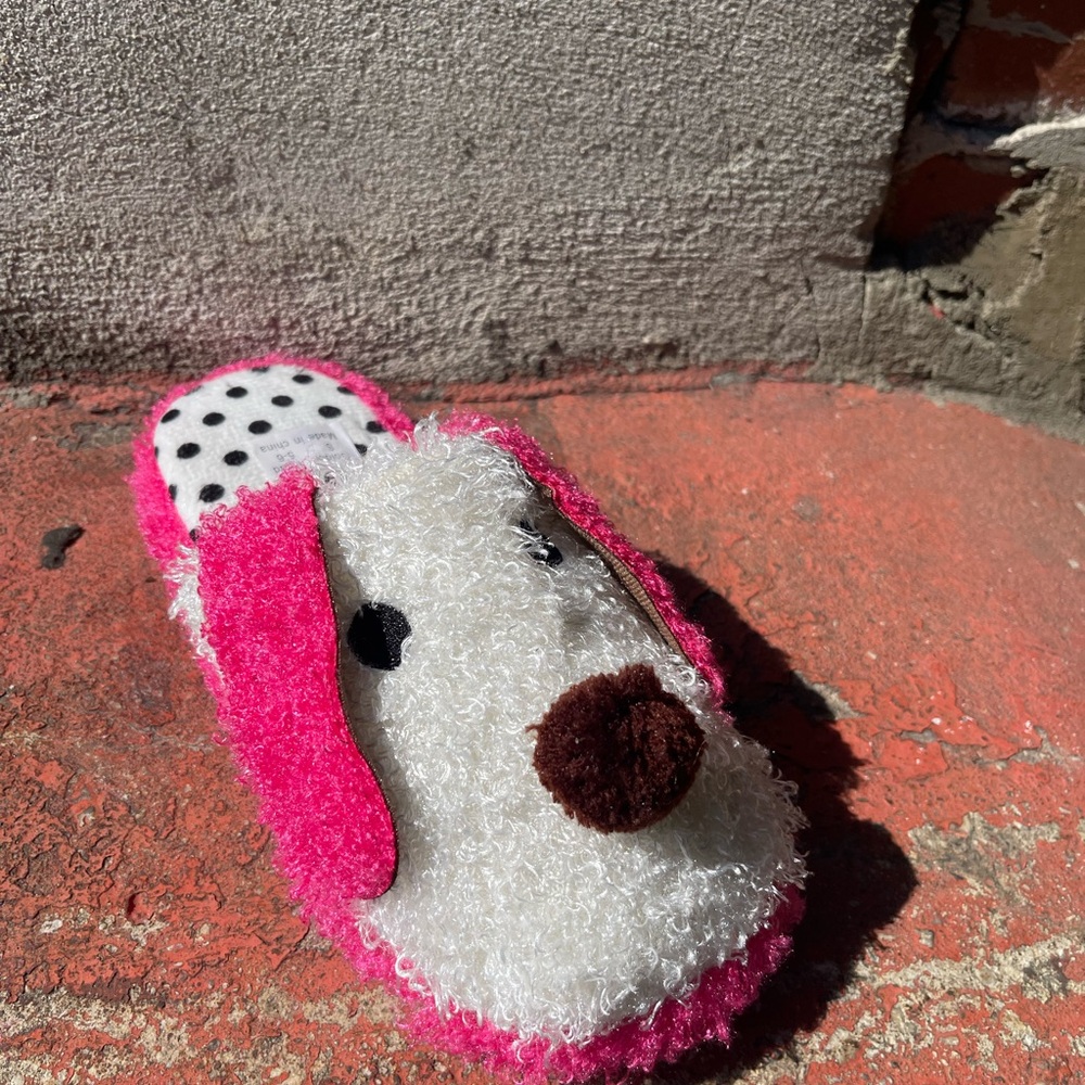 Cute Dog Slippers with Pink Accents
